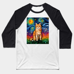 Orange Tabby Night 2 Baseball T-Shirt